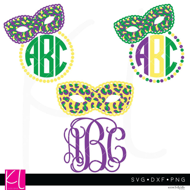 Mardi Gras Mask Monogram Frames SVG Kelly Lollar Designs 
