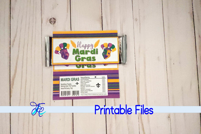 Mardi Gras Masks Candy Bar Wrapper 3D Paper Family Creations 