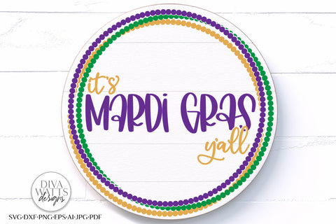 Mardi Gras Party Time Mini Pack - 4 Round SVG & More Designs SVG Diva Watts Designs 