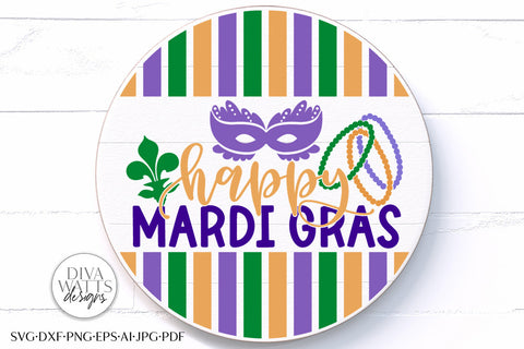 Mardi Gras Party Time Mini Pack - 4 Round SVG & More Designs SVG Diva Watts Designs 