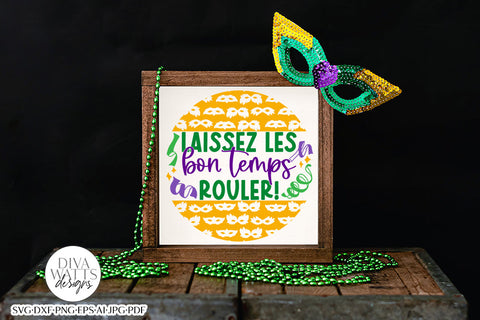 Mardi Gras Party Time Mini Pack - 4 Round SVG & More Designs SVG Diva Watts Designs 