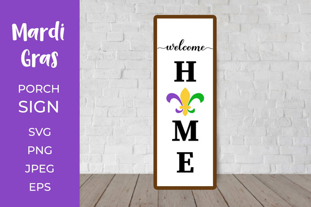 Mardi Gras Porch Sign. Fleur de Lis Vertical Front Sign SVG LaBelezoka 