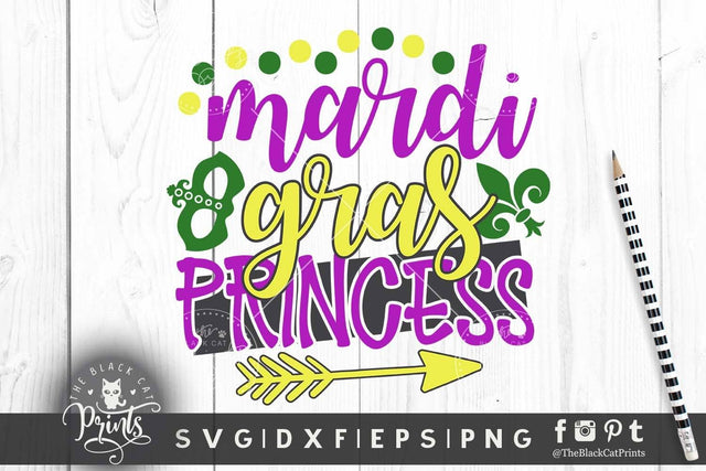 Mardi Gras Princess Cut file SVG TheBlackCatPrints 