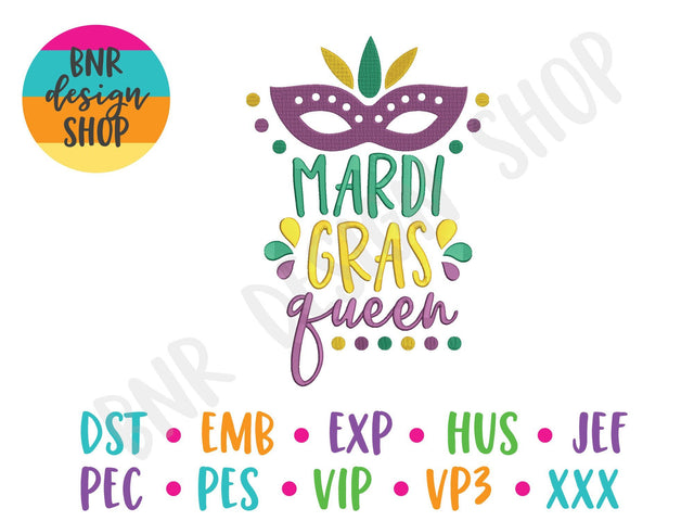 Mardi Gras Queen Machine Embroidery Design Embroidery/Applique BNRDesignShop 