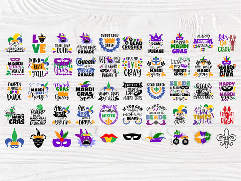 Mardi Gras SVG Bundle | Mardi Gras Quotes | 50 Shirt Designs | Mardi Gras Cut Files | Beads Bling | Cricut, Silhouette files | Carnival Svg SVG TonisArtStudio 