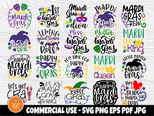 Mardi Gras SVG Bundle | Parade Party Svg | Mardi Gras Signs | Cut Files for Crafter |Cricut, Silhouette Cut Files | Carnival Svg | Party Svg SVG TonisArtStudio 