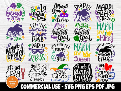 Mardi Gras SVG Bundle | Parade Party Svg | Mardi Gras Signs | Cut Files for Crafter |Cricut, Silhouette Cut Files | Carnival Svg | Party Svg SVG TonisArtStudio 