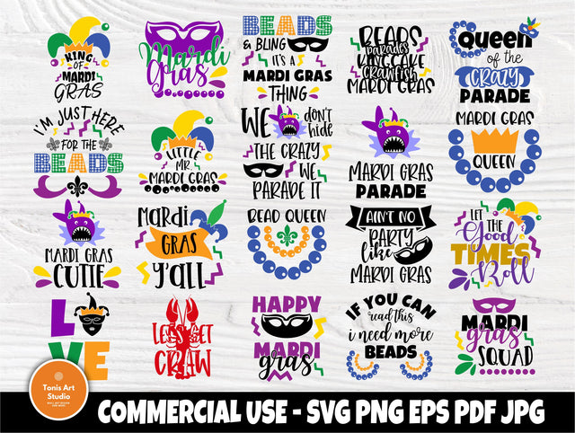 Mardi Gras SVG Bundle | Parade Party Svg | Mardi Gras Signs | Mardi Gras Cut Files for Crafters | Mask Queen Svg | Cricut Cut Files SVG TonisArtStudio 