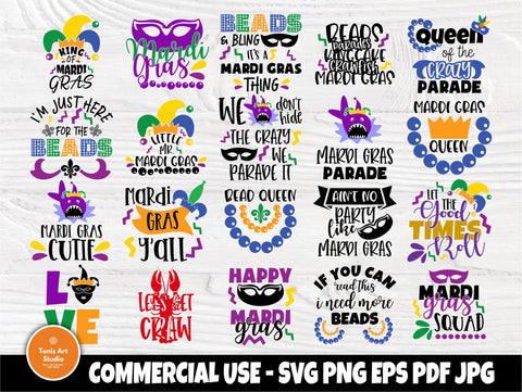 Mardi Gras SVG Bundle | Parade Party Svg | Mardi Gras Signs | Mardi Gras Cut Files for Crafters | Mask Queen Svg | Cricut Cut Files SVG TonisArtStudio 