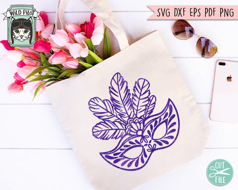 Mardi Gras SVG File, Mardi Gras Cut File, Mardi Gras Mask SVG, Mardi Gras Mask With Flowers SVG File, Floral Mardi Gras Mask Cut FIle, Beads SVG SVG Wild Pilot 