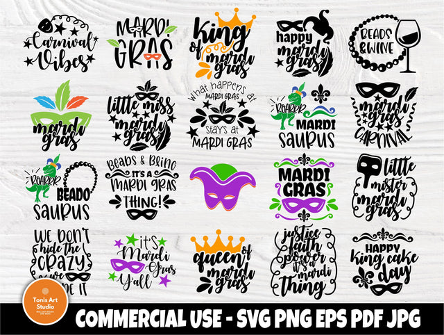 Mardi Gras SVG | Happy Mardi Gras Svg | Svg Bundle | Mardi Gras Cut File for Cricut and Silhouette | Mardi Gras Beads | Mardi Gras Quotes SVG TonisArtStudio 