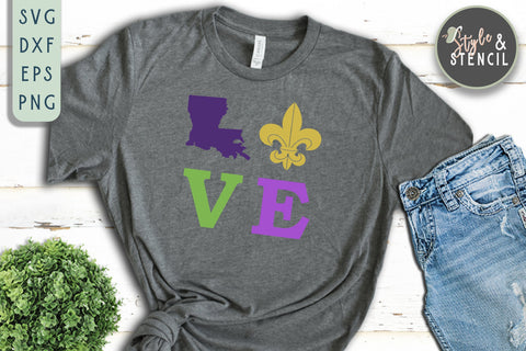 Mardi Gras SVG Love - PNG, DXF, SVG, EPS, Cut File SVG Style and Stencil 
