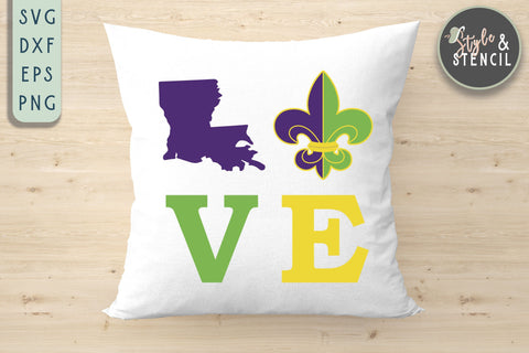 Mardi Gras SVG Love - PNG, DXF, SVG, EPS, Cut File SVG Style and Stencil 