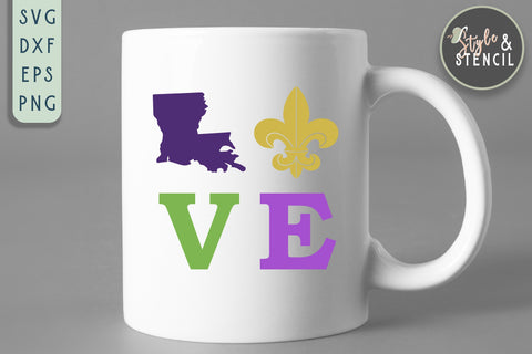Mardi Gras SVG Love - PNG, DXF, SVG, EPS, Cut File SVG Style and Stencil 