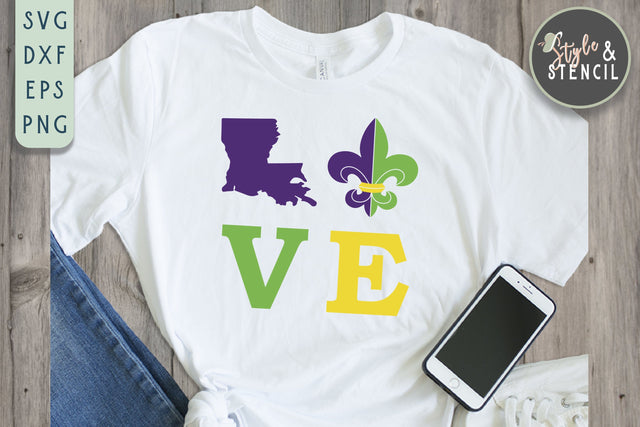 Mardi Gras SVG Love - PNG, DXF, SVG, EPS, Cut File SVG Style and Stencil 
