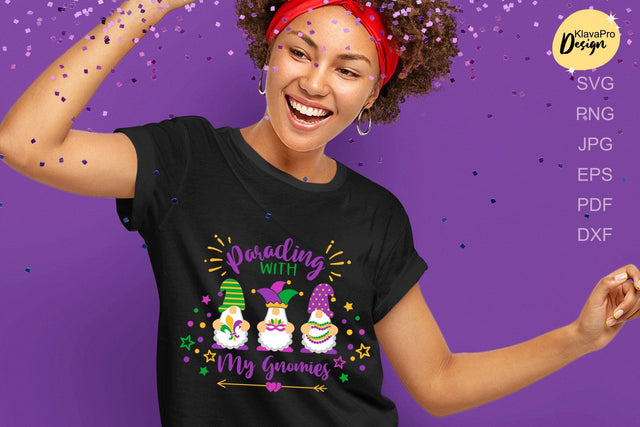 Mardi Gras SVG| Parading with my Gnomies SVG | layered cut file SVG Klava P 