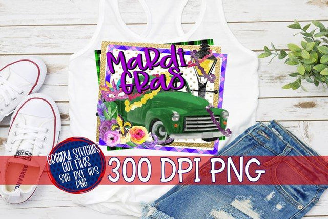 Mardi Gras Truck PNG for Sublimation Sublimation Greedy Stitches 