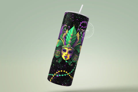 Mardi Gras Tumbler PNG, Mardi Gras Carnival Mask Png, Fleur De Lis Tumbler PNG, 20 oz Skinny Tumbler Sublimation Wrap PNG, Digital Download Sublimation Syre Digital Creations 