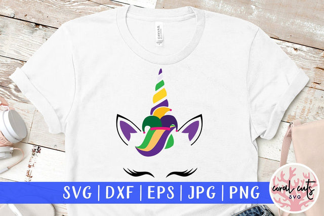 Mardi Gras Unicorn Face - Mardi Gras SVG EPS DXF PNG SVG CoralCutsSVG 