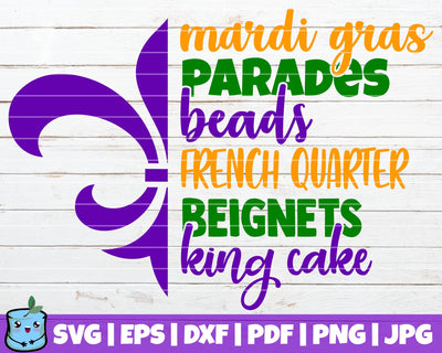 Mardi Gras Word Art SVG MintyMarshmallows 