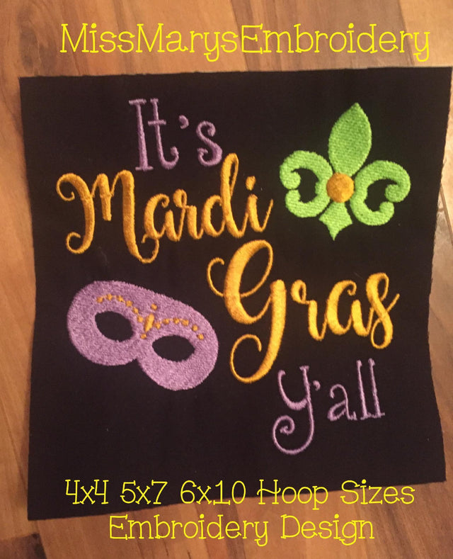Mardi Gras Y'all Embroidery Embroidery/Applique MissMarysEmbroidery 