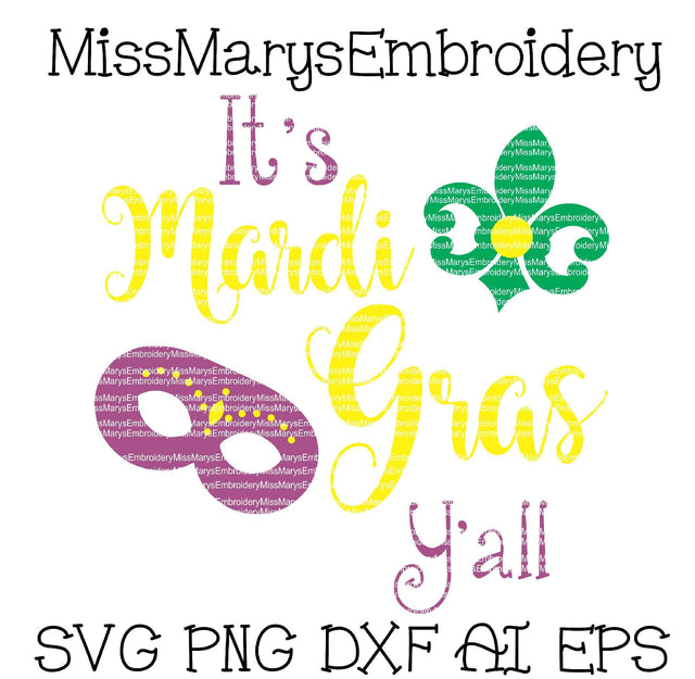 Mardi Gras Y'all SVG MissMarysEmbroidery 