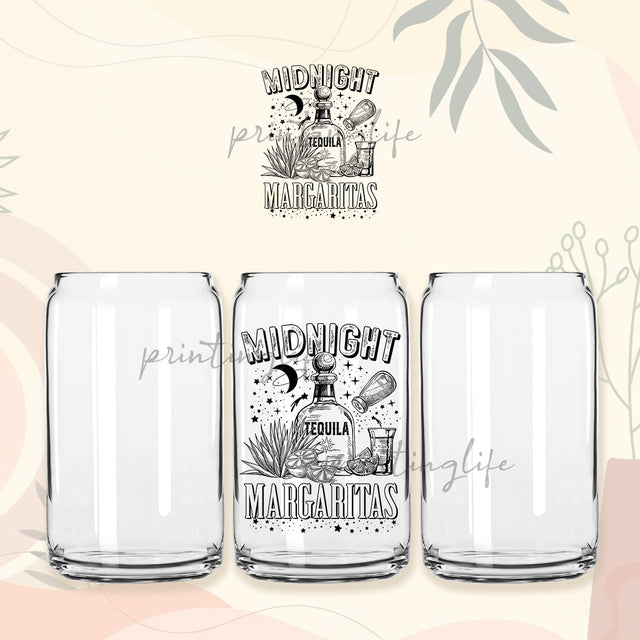 Margarita Beer Can Glass 16oz Png, Midnight Margarita Png Sublimation PrintingLife 