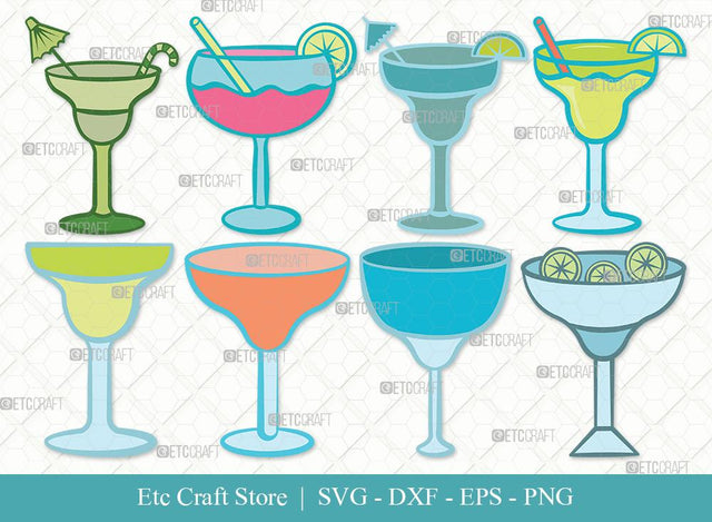 Margarita Glass Clipart SVG Cut File | Martini Glass Svg | Wine Glass Svg | Lime Svg | Bundle | Eps | Dxf | Png SVG ETC Craft 