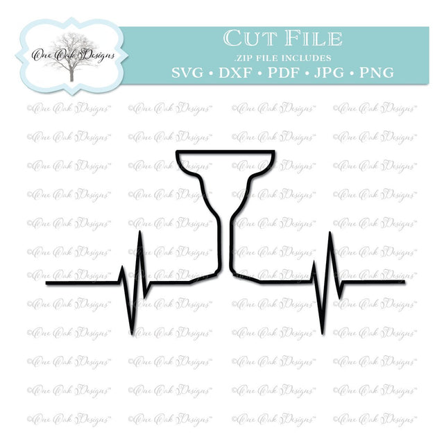 Margarita Glass EKG Heartbeat SVG One Oak Designs 