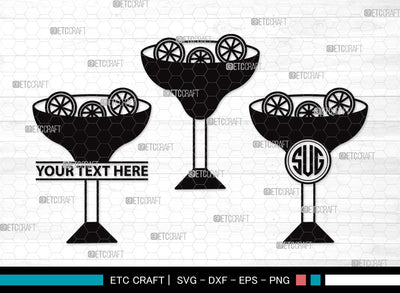 Margarita Glass Monogram SVG Cut File | Martini Glass Svg | Summer Svg | Wine Glass Svg | Lime Svg | Margarita Glass Clipart SVG ETC Craft 