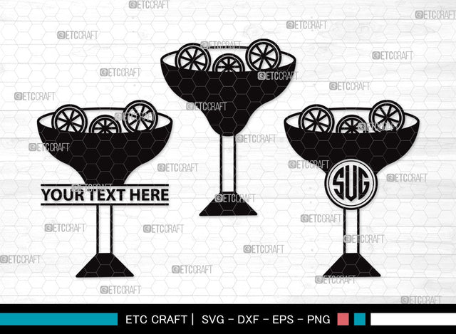 Margarita Glass Monogram SVG Cut File | Martini Glass Svg | Summer Svg | Wine Glass Svg | Lime Svg | Margarita Glass Clipart SVG ETC Craft 