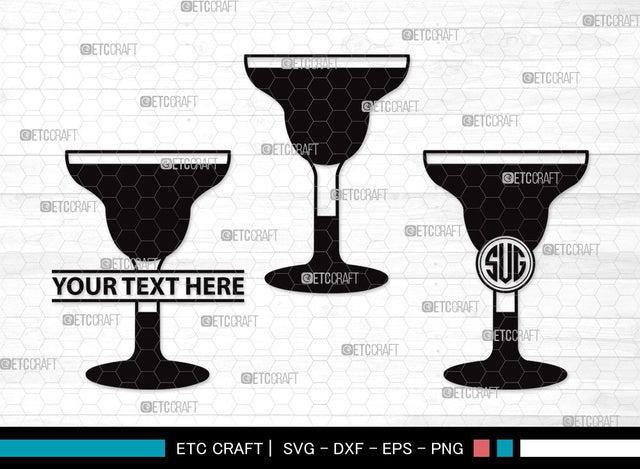 Margarita Glass Monogram SVG Cut File | Martini Glass Svg | Summer Svg | Wine Glass Svg | Lime Svg | Margarita Glass Clipart SVG ETC Craft 