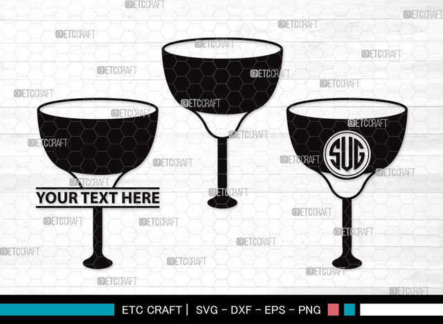 Margarita Glass Monogram SVG Cut File | Martini Glass Svg | Summer Svg | Wine Glass Svg | Lime Svg | Margarita Glass Clipart SVG ETC Craft 