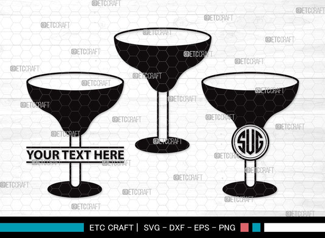 Margarita Glass Monogram SVG Cut File | Martini Glass Svg | Summer Svg | Wine Glass Svg | Lime Svg | Margarita Glass Clipart SVG ETC Craft 
