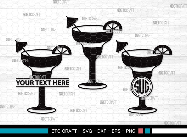 Margarita Glass Monogram SVG Cut File | Martini Glass Svg | Summer Svg | Wine Glass Svg | Lime Svg | Margarita Glass Clipart SVG ETC Craft 