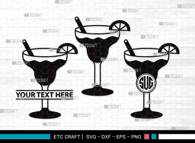 Margarita Glass Monogram SVG Cut File | Martini Glass Svg | Summer Svg | Wine Glass Svg | Lime Svg | Margarita Glass Clipart SVG ETC Craft 