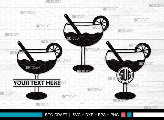 Margarita Glass Monogram SVG Cut File | Martini Glass Svg | Summer Svg | Wine Glass Svg | Lime Svg | Margarita Glass Clipart SVG ETC Craft 