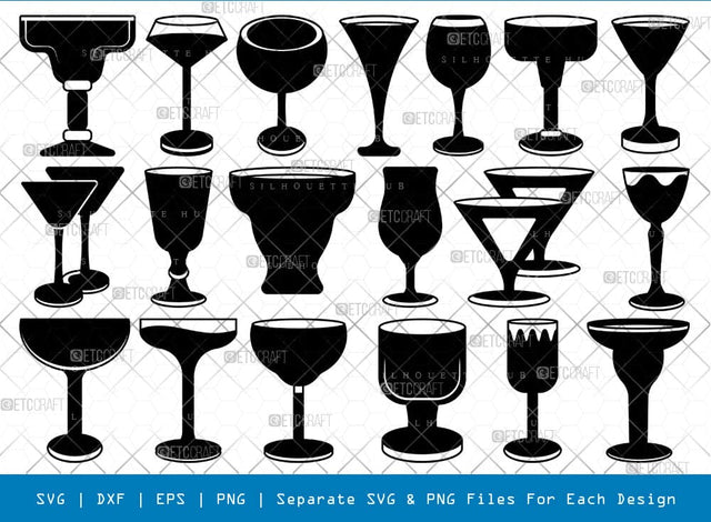 Margarita Glass Silhouette, Margarita Glass SVG, Party Glass Svg, Martini Glass Svg, Margarita Glass Bundle, SB00808 SVG ETC Craft 