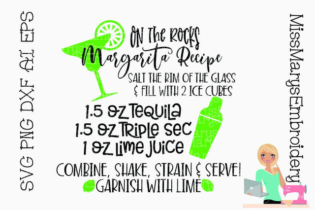 Margarita Recipe SVG MissMarysEmbroidery 