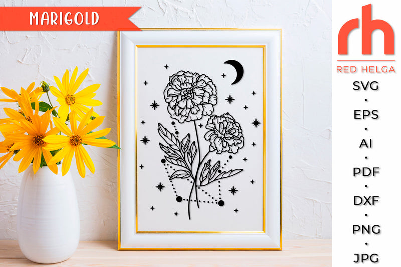 Marigold SVG - Libra Cut File SVG RedHelgaArt 