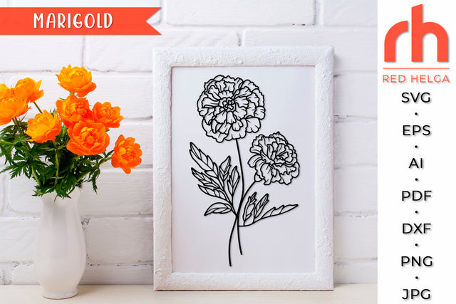 Marigold SVG - Libra Flower Cut File SVG RedHelgaArt 
