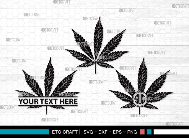 Marijuana Leaf Monogram SVG | Cannabis Svg | Weed Leaf Svg | Pot Leaf Svg | Smoke Svg | Marijuana Leaf Clipart SVG ETC Craft 