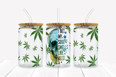 Marijuana Libbey Glass Wrap PNG For Sublimation Sublimation BijouBay 