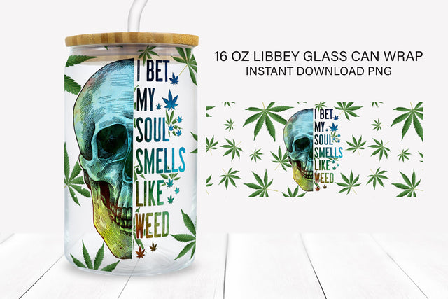 Marijuana Libbey Glass Wrap PNG For Sublimation Sublimation BijouBay 