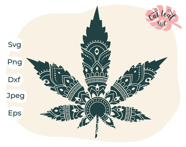 Marijuana svg, mandala svg, zentangle svg, yoga svg, cannabis svg, weed svg, marijuana leaf, marijuana silhouette, marijuana png SVG CutLeafSvg 