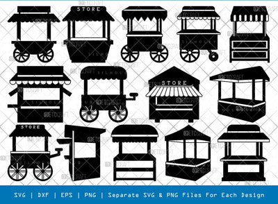 Market Stand Silhouette, Market Stand SVG, Food Stand Svg, Street Food Cart Svg, Food Cart Svg, Market Stand Bundle, SB00856 SVG ETC Craft 
