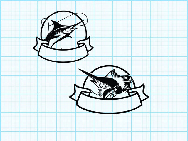 Marlin Fish Banner Svg SVG Johan Ru designs 