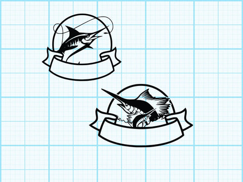 Marlin Fish Banner Svg SVG Johan Ru designs 