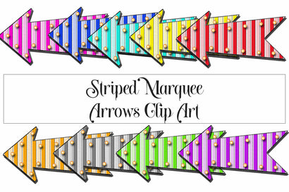 Marquee Arrow Clipart - Retro Stripes Sublimation Digital Honeybee 