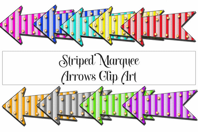 Marquee Arrow Clipart - Retro Stripes Sublimation Digital Honeybee 